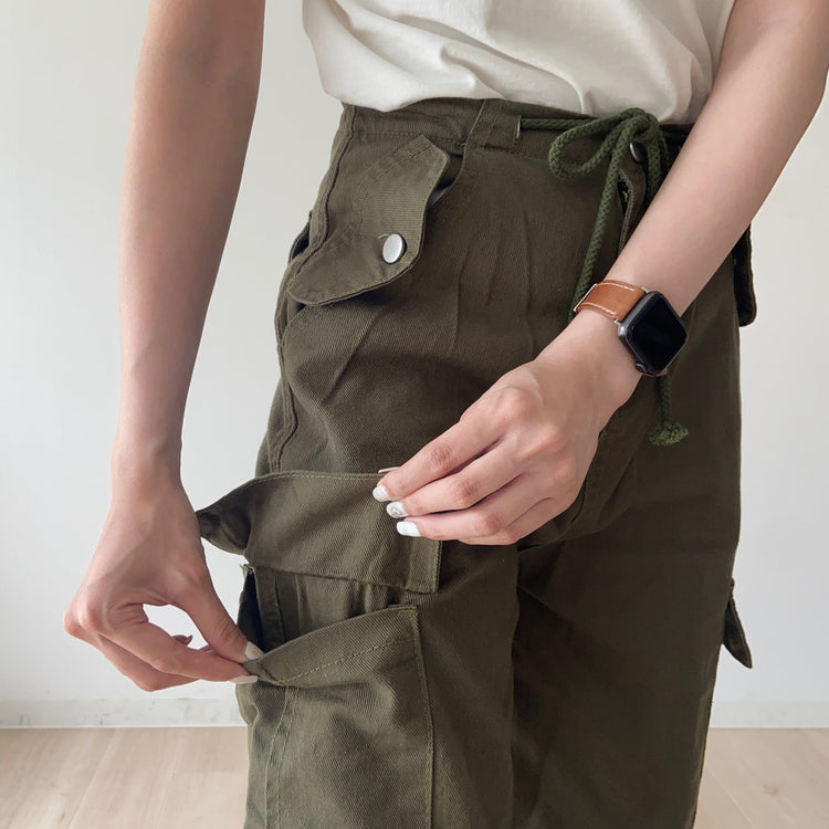 【ALPHA】Olive green straight cargo pant